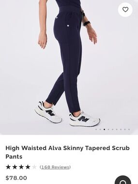 FIGS NEW High Waisted Alva Skinny Fit Tapered Pants Scrub Pant S Navy Blue